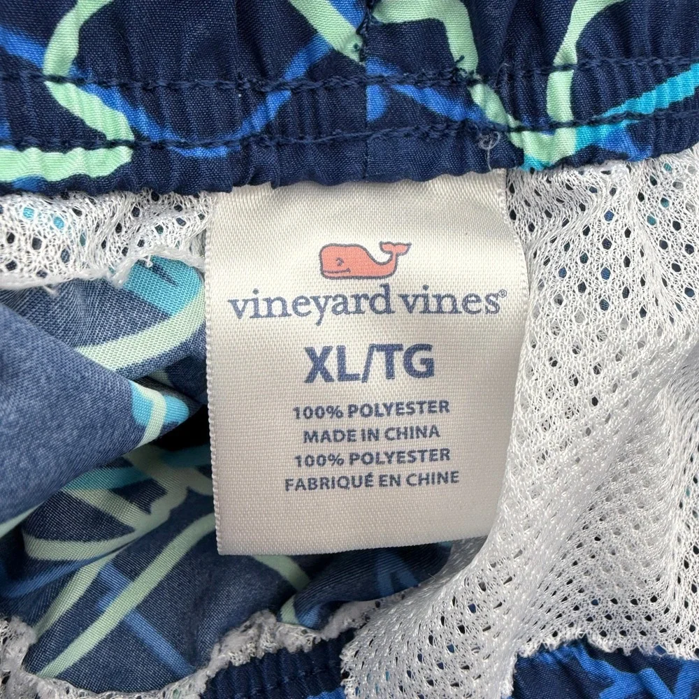 Vineyard‎ Vines Swim Trunks Shark Print Beach Elastic Waist Blue Mens Size XL